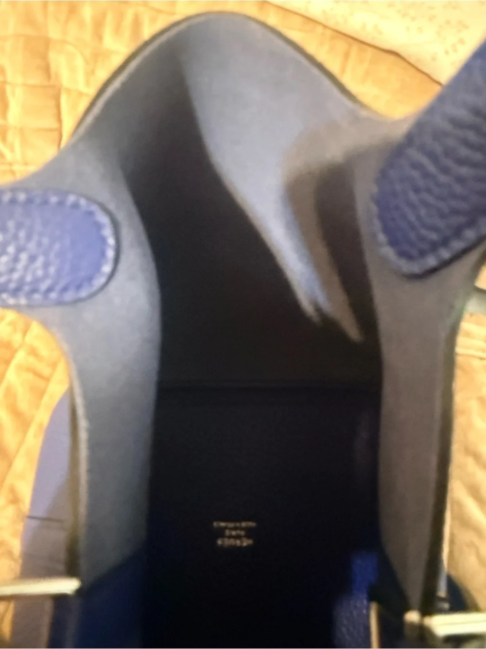 Pebbled Leather Small Tote in Royal Blue with Top Handles